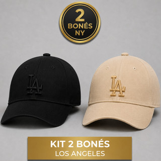 Kit 2 Bone New York NY, Los Angeles L.A Bordado, Masculino Feminino, Aba Curva, Ajustável - ENVIO IMEDIATO
