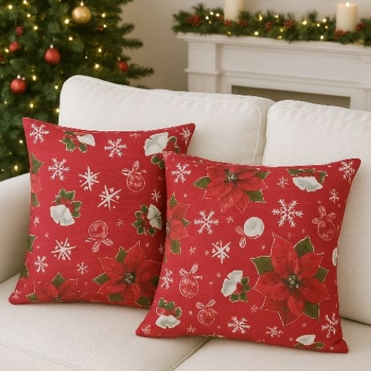 Kit c/2 Capa de Almofada Decorativo Moderno 45x45 -Natal