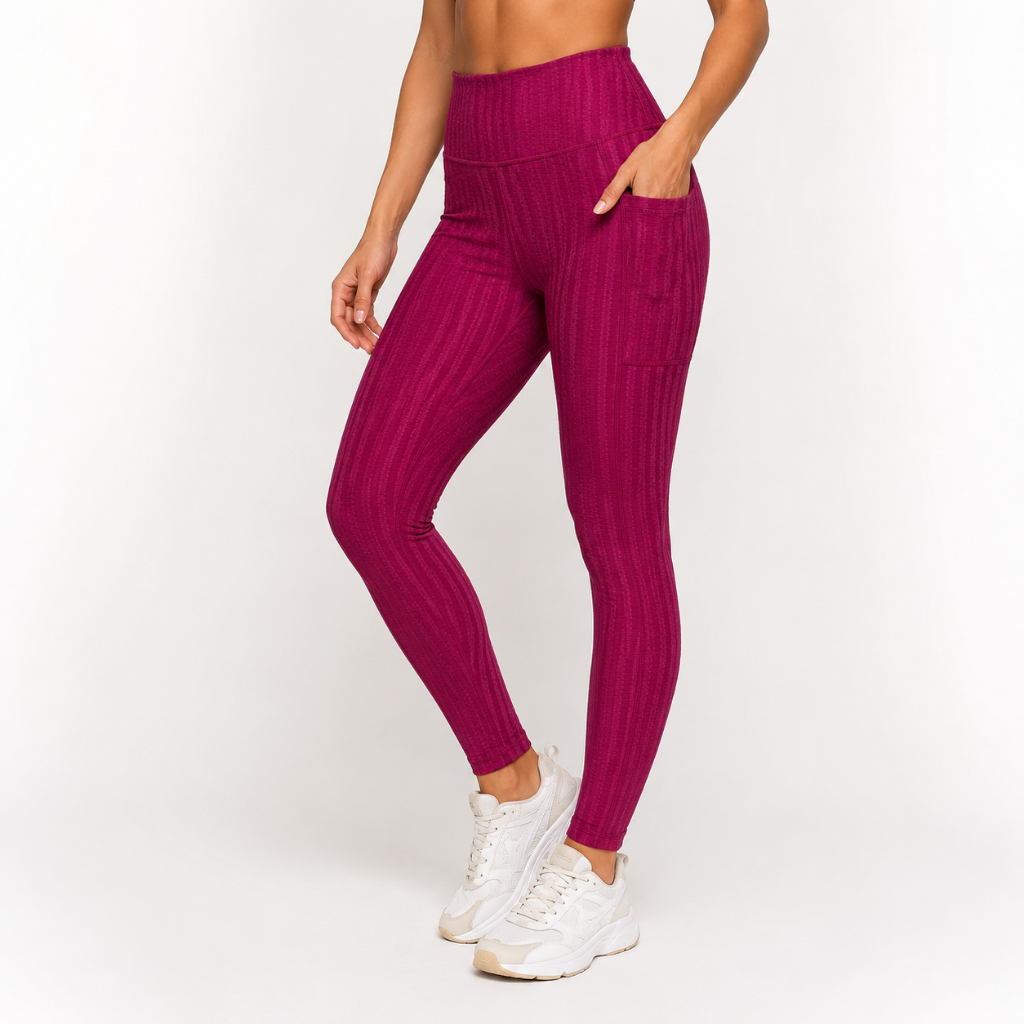 Legging Fitness com Bolsos Texturizada 3D Poliamida Reforçada Zero Transparência