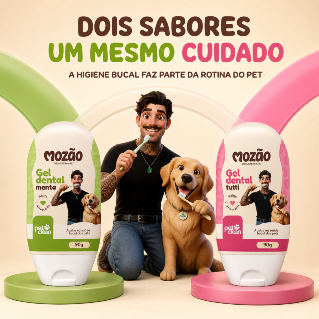 Pasta de Dente p/ Cães Gatos Creme Dental Menta Tutti Frut 90g Pet Clean Mozão · foto 2