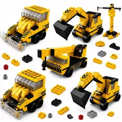 Blocos de Montar 1000 Peças 6 em 1 Caminhão de Construção Castela Brinquedo Educativo
