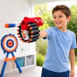 Lançador De Dardos Semi Automatico 20 Munição Nerf Brinquedo Criança Arminha Lancador Certificado Inmetro
