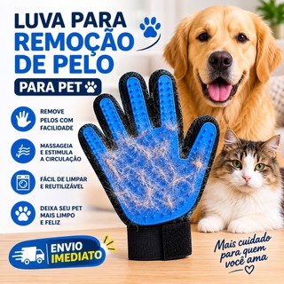 Luva Tira Pelos Pet Cães e Gatos Escova Removedora de Pelos Massageadora Reutilizável ENVIO IMEDIATO