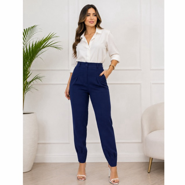 Calça Feminina Alfaiataria Cenoura Social Premium