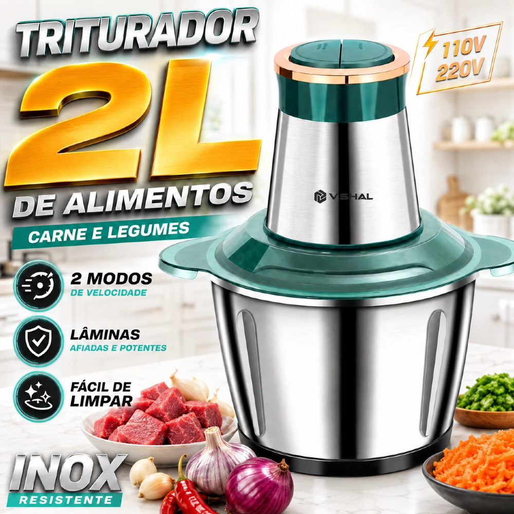 2/3 Litro Triturador De Alimentos Carne e Legumes Multiprocessador Elétrico 2 Modos 110/220V Fácil De Limpar