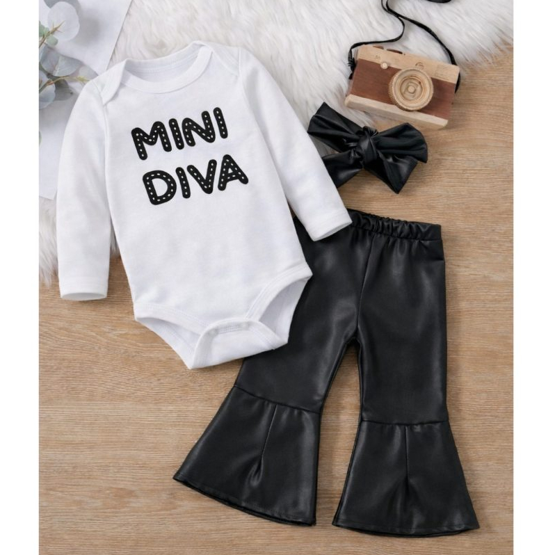 Conjunto Mini Diva Faixa Roupa Moda Bebê Menina Roupinha Blogueinha infantil Conjuntinho Feminino