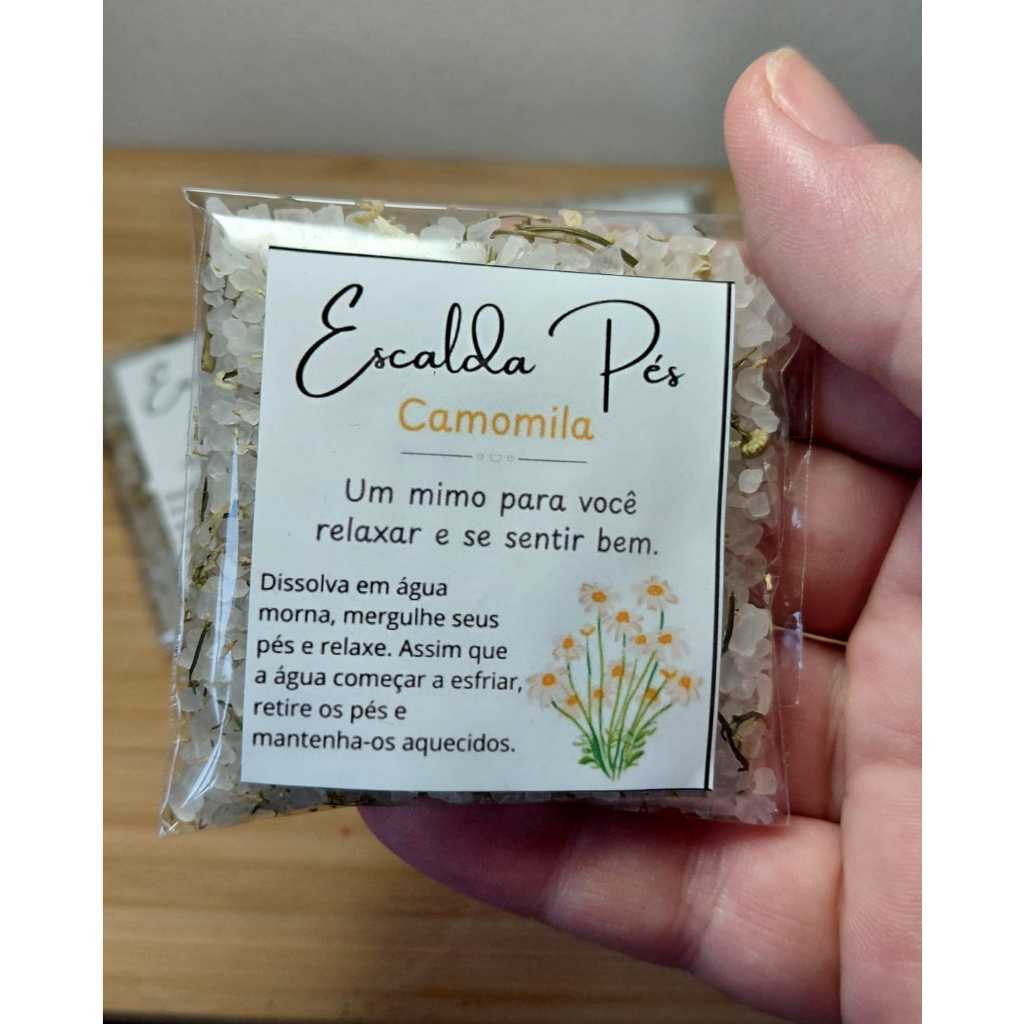15 uni Escalda-Pés de Camomila Relaxante | Lembrancinha Aromática | Mimo para Clientes | Autocuidado