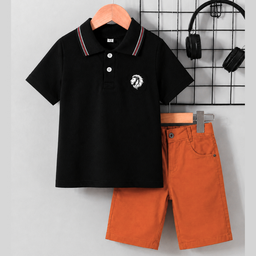Conjunto Infantil Menino Verão - Polo + Short Jeans Brim Cores Confortavel Elegante