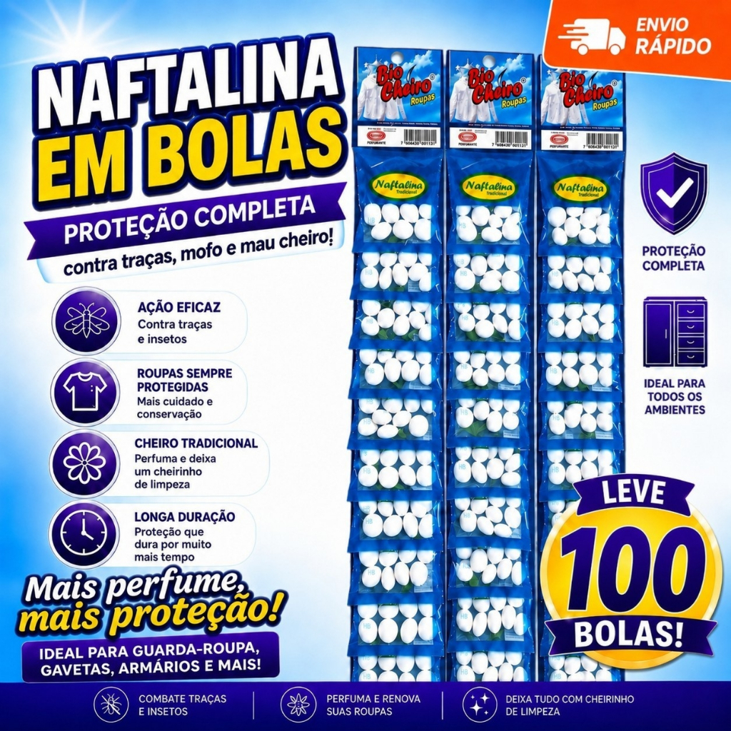 Naftalina Pura Em Bolas Leve 100 Bolas Graúdo Em Pedra Cheirosa Anti Barata Insetos traça Nps