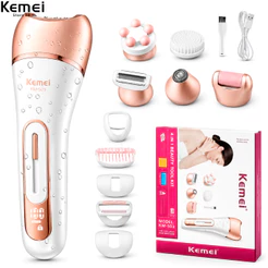 Kemei Depilador 6053 Feminino Elétrico, Barbeador Feminino, Perna Corpo Depilação Depilador KM 6053