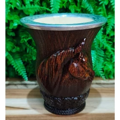 Cuia De Chimarrão Porongo Cavalo 3d Bocal Alumínio Artesanal