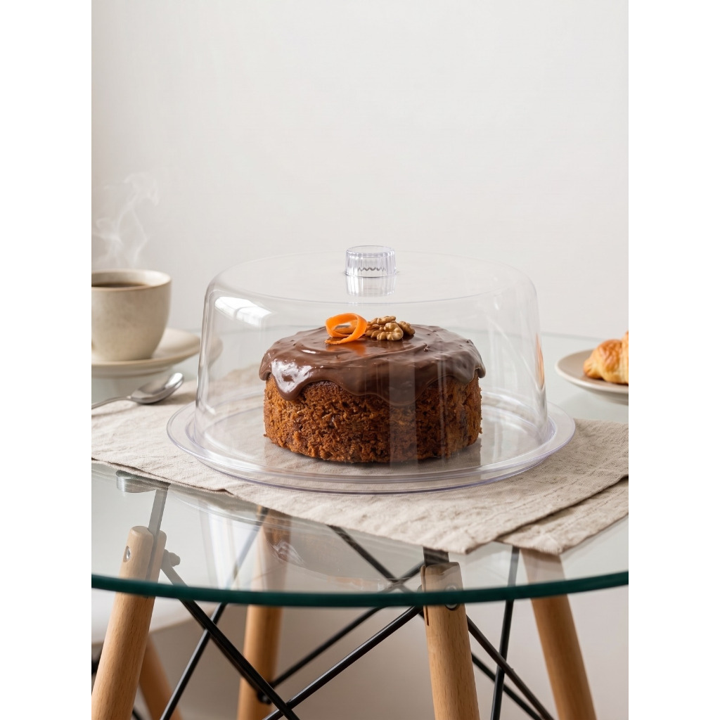 Porta Bolo Transparente Com Tampa Acrílica 28cm Boleira Torta Doces