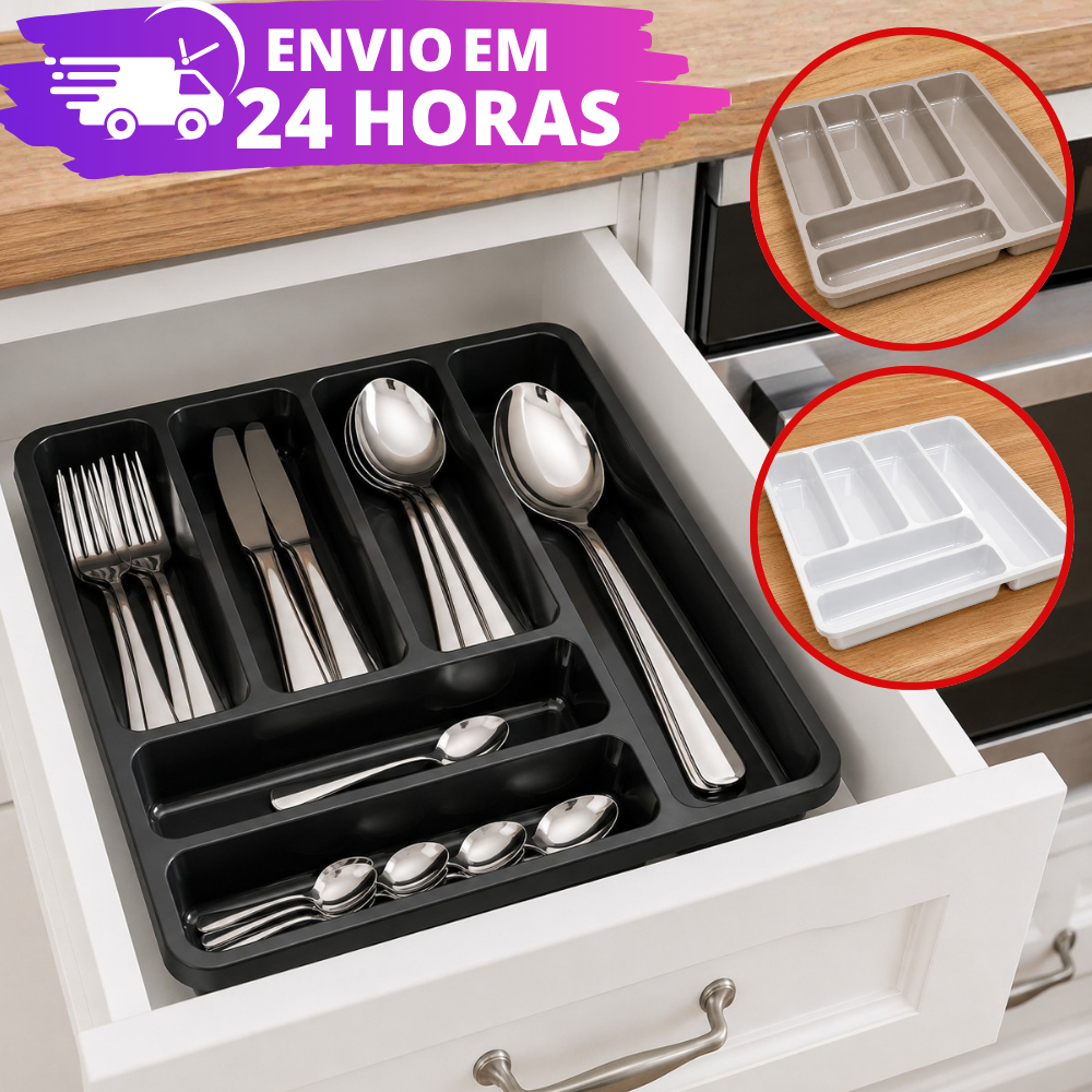 Porta Talheres Para Gaveta Organizador REFORÇADO Com Divisórias Separador Utensílios Cozinha