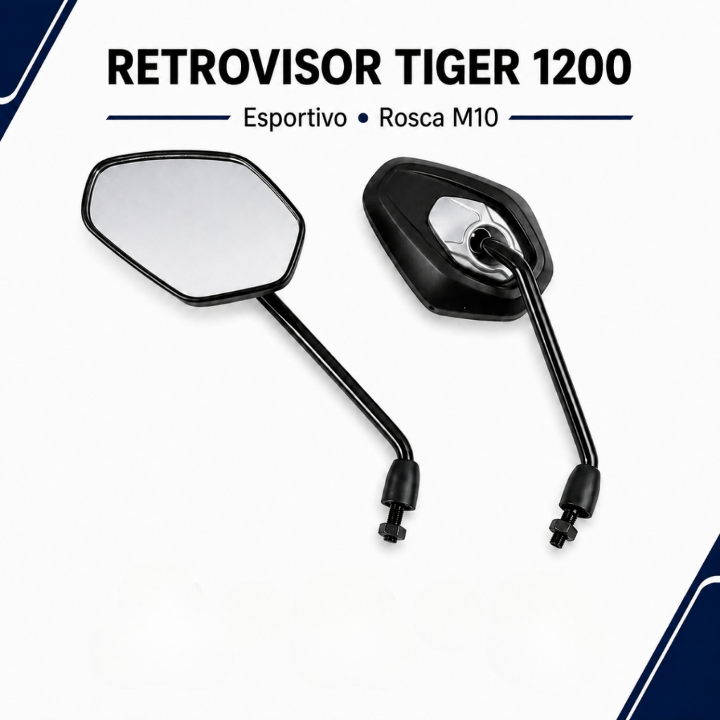 Retrovisor Modelo Fixo Tiger Triumph 1200 Rosca Honda M10 Universal Par