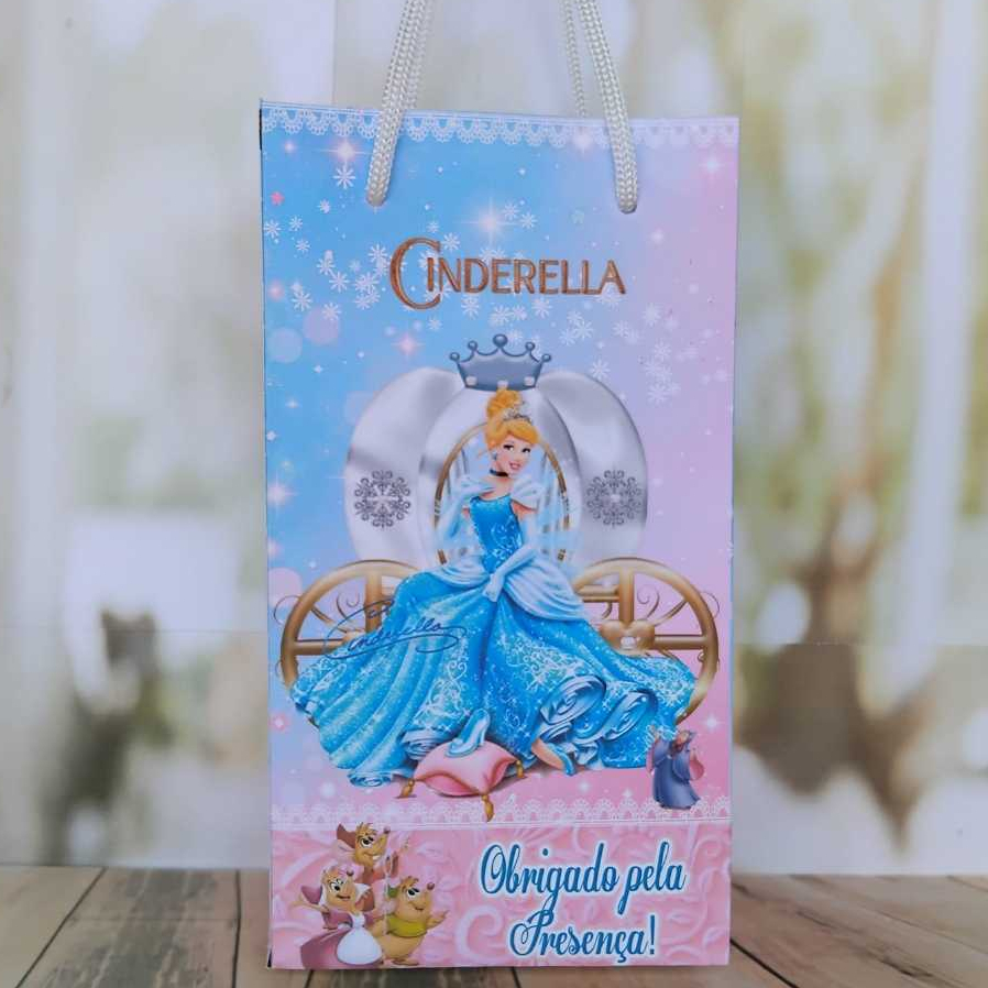 Sacolinha Personalizada CINDERELLA- Sacola Supresa para Lembrancinha Festa Infantil CINDERELA