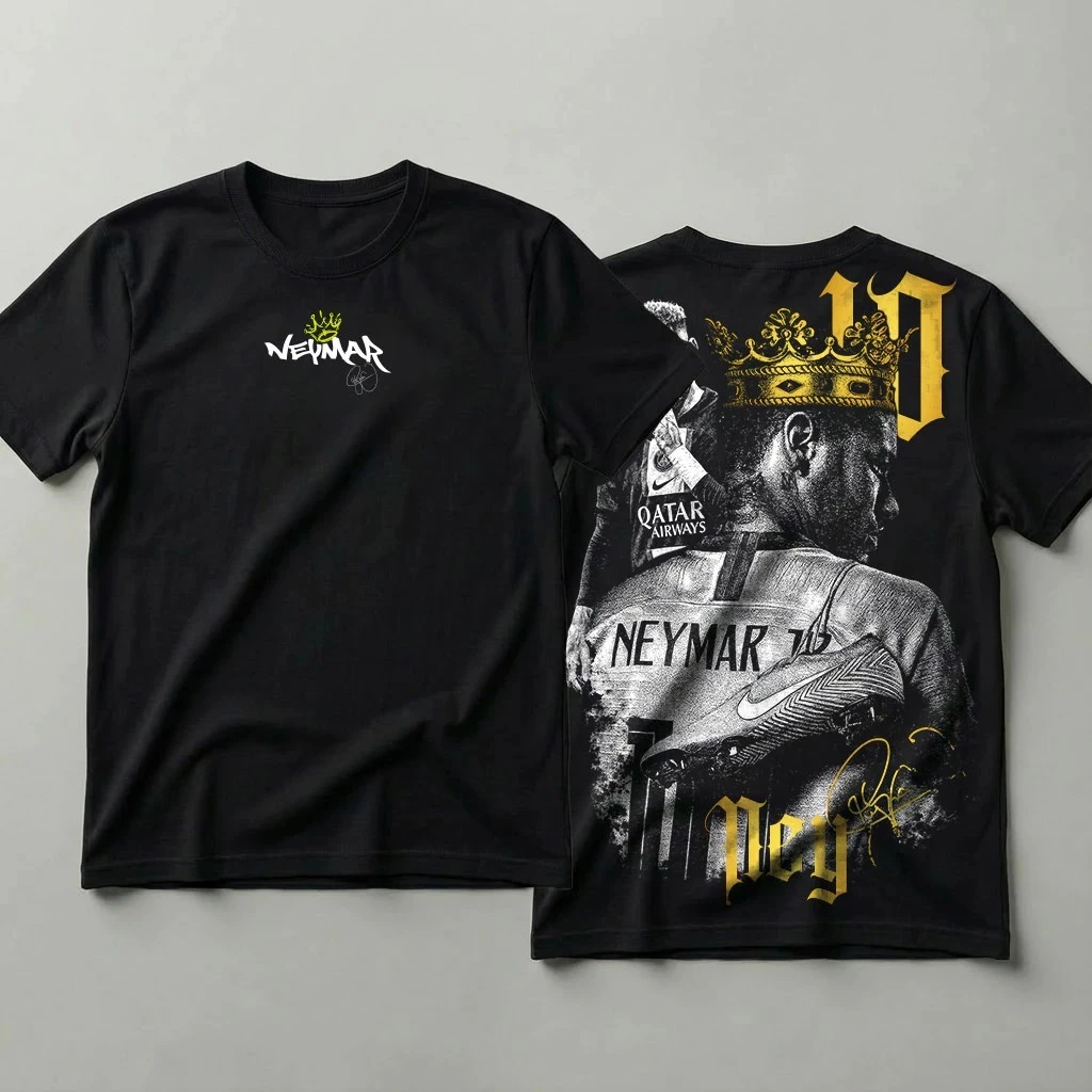 Camiseta Neymar Jr 10 Masculina Unissex Futebol Estampa Frente e Costas 100% Algodão