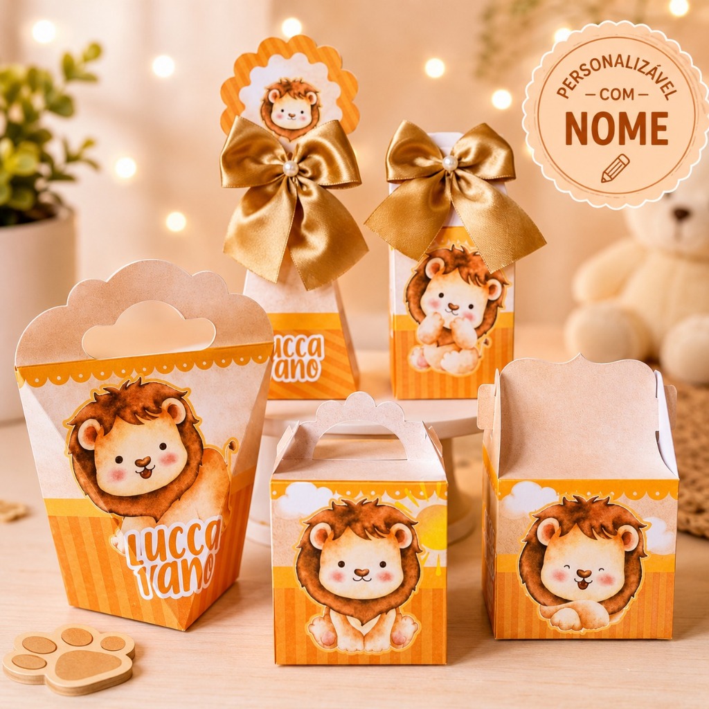 Kit Festa Leãozinho Leao Personalizados Lembrancinhas Festa infantil Aniversário Caixinhas Personalizadas Mimo