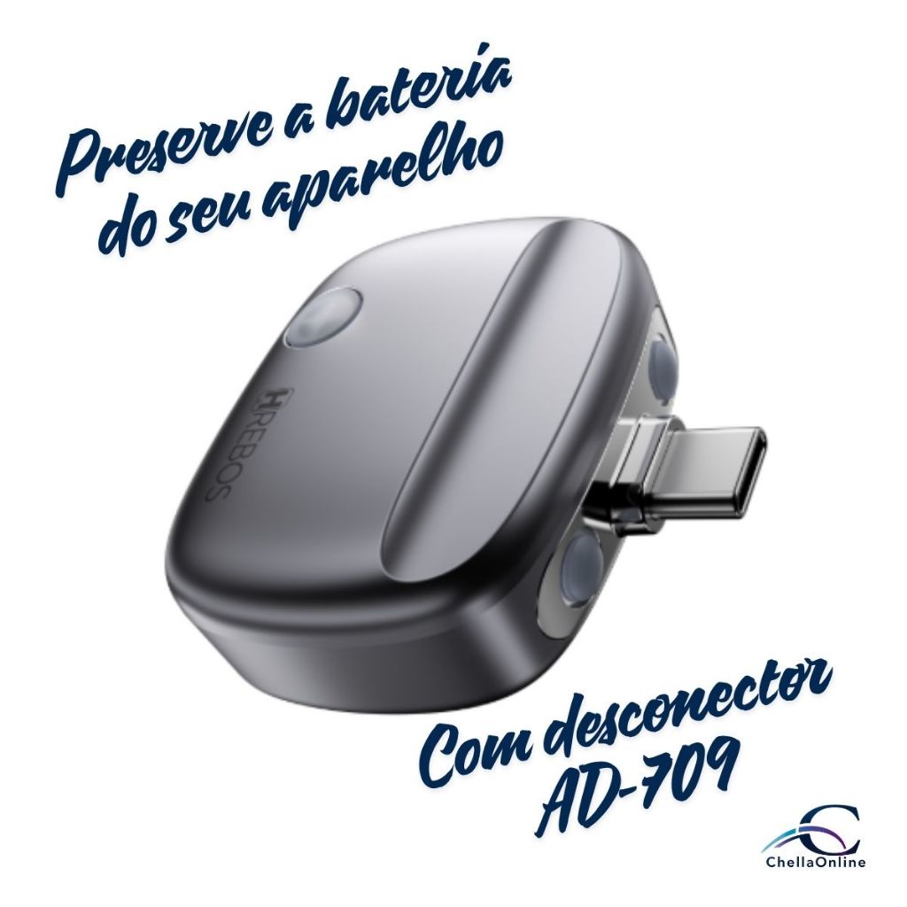 Desconector Automático de Carga Type-C Hrebos AD-709 Hugin Energy para Celular e Tablet — imagem 2 de 2