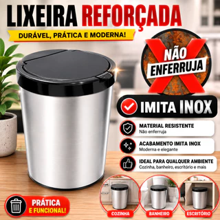 LIXEIRA CESTO LIXO 10 LITROS AUTOMÁTICA TAMPA ABRE COM CLICK BANHEIRO COZINHA ESCRITÓRIO QUARTO