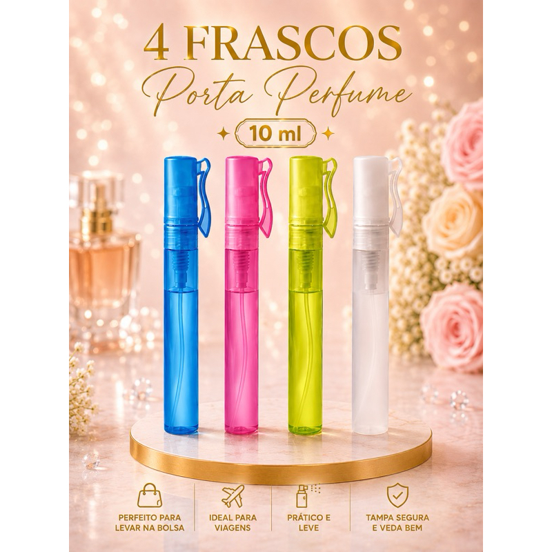 Kit com 4 Porta Perfume 10ml Vazio Tipo Caneta em Plástico