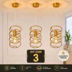Lustre Luminária Pendente Aramado Retrô Mola LUXO