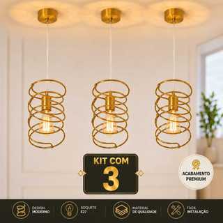 Lustre Luminária Pendente Aramado Retrô Mola LUXO