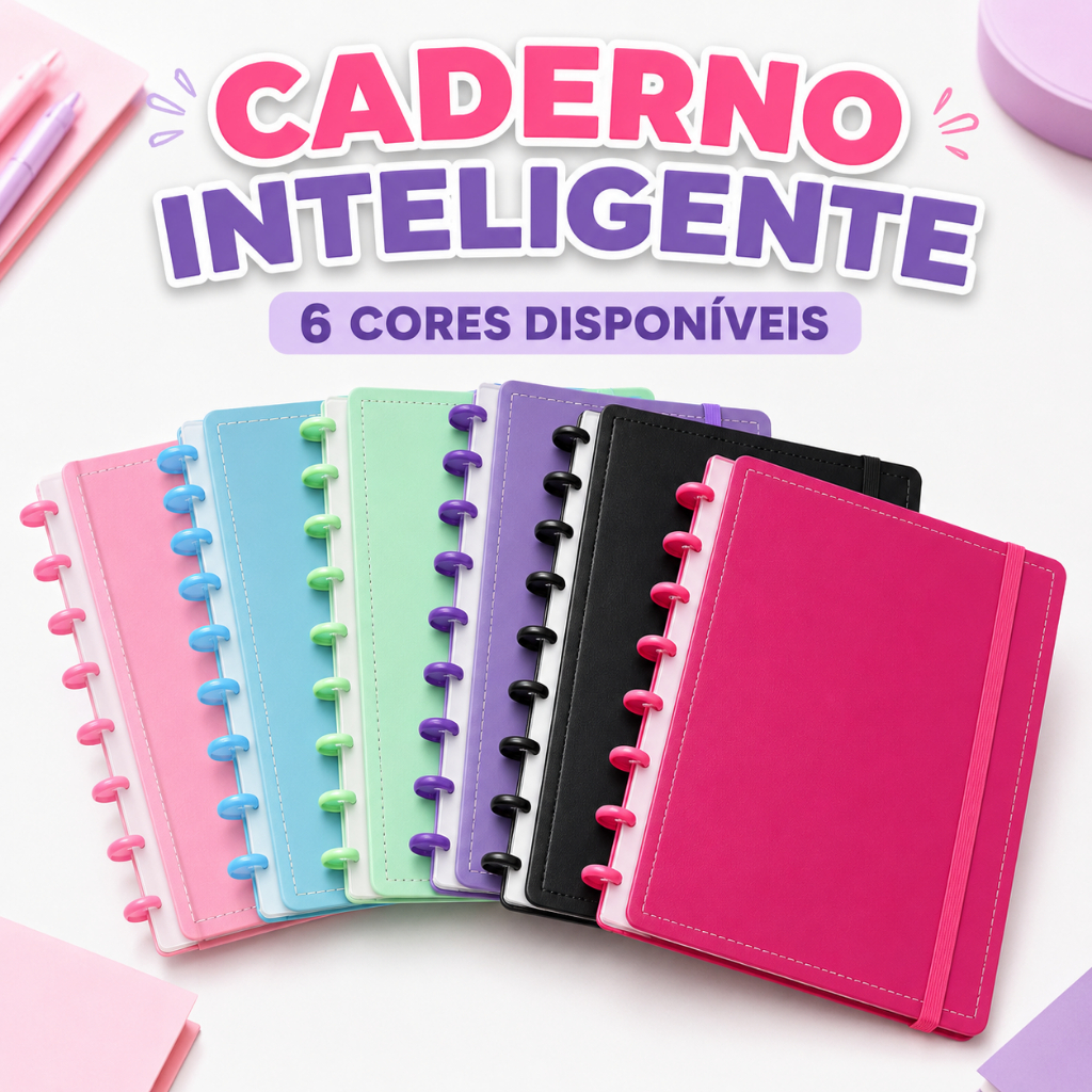 Caderno Inteligente A5 ou B5 80 Folhas Capa Dura Reposicionável Escolar