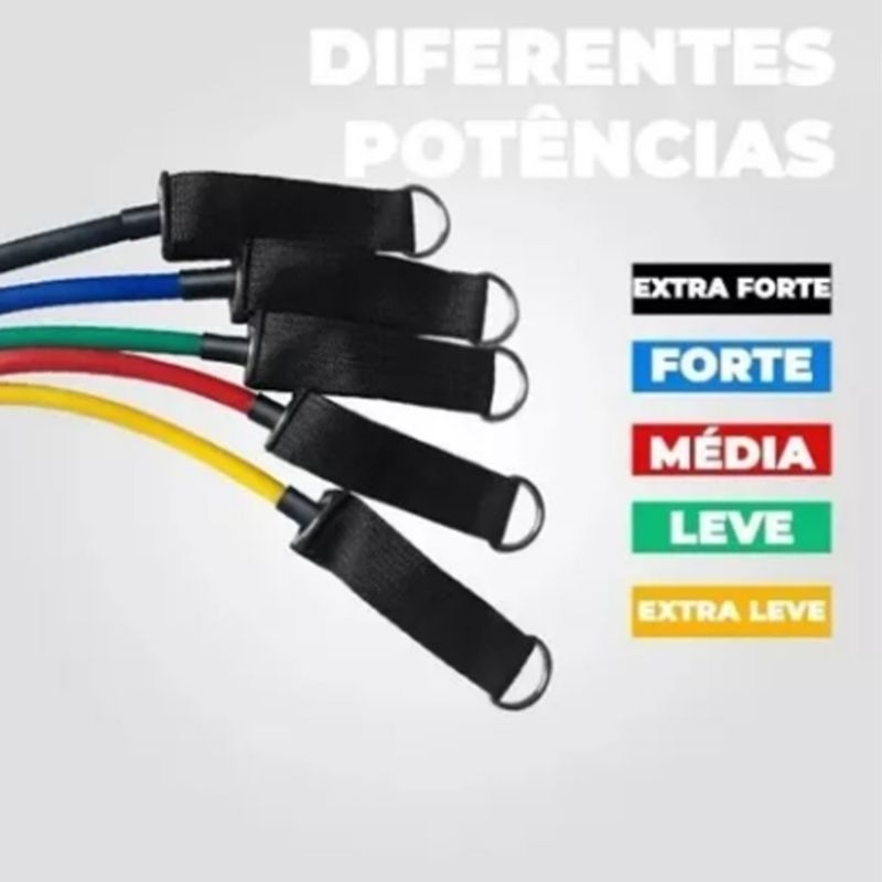 Elástico Extensor kit com 11 Itens Musculação Funcional Em Casa Cor Preto