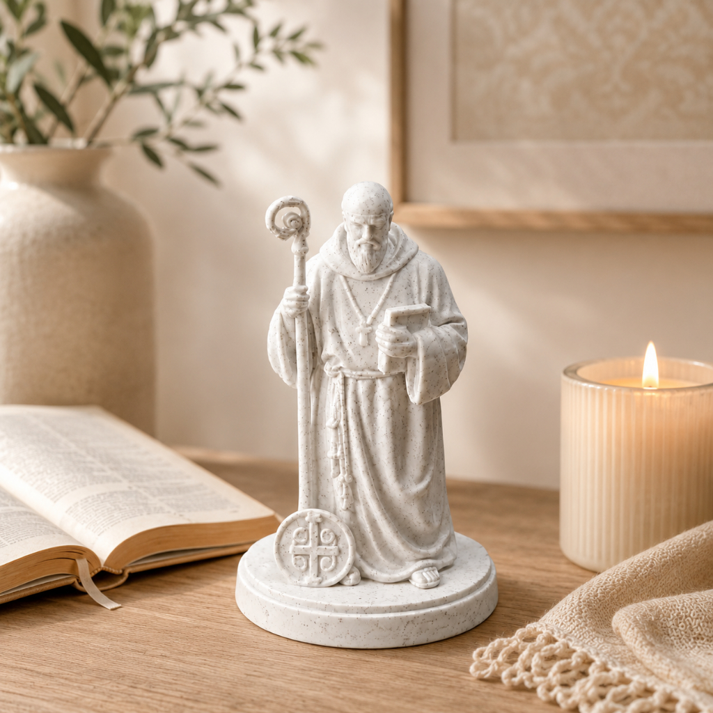 São Bento Imagem Católica Religiosa Decorativa para Altar Cantinho de Oração Presente