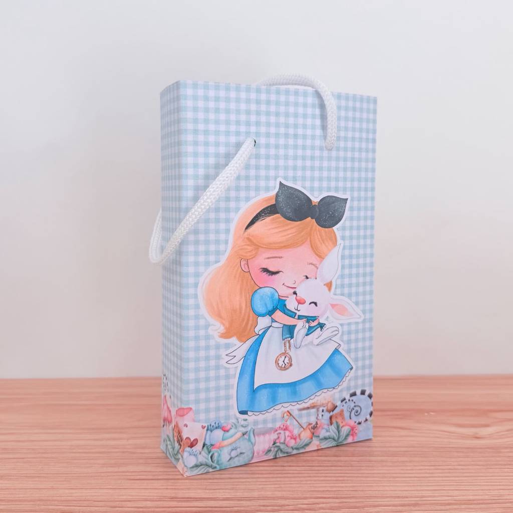 Sacolinha P Personalizada Alice no País das Maravilha para Aniversário Lembrancinha Festa Infantil de 10 a 40 unidades