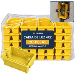 20 Caixa de Luz 4x2 Reforçada P/ Tomada Interruptor Embutir Amarelo