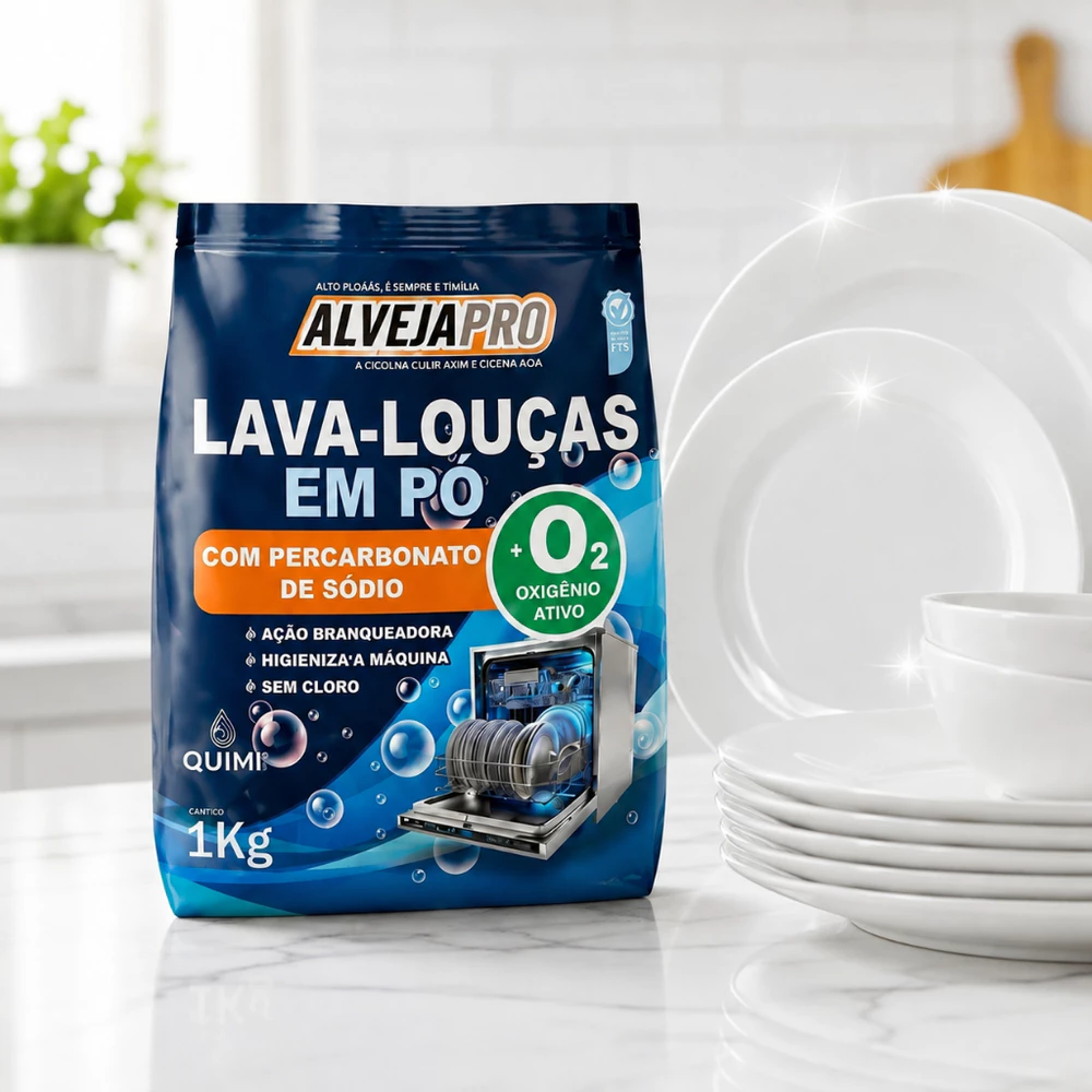 Detergente Lava Louças Em Pó Para Máquina 1kg Limpeza Profunda Remove Gordura E Brilho Alvejapró
