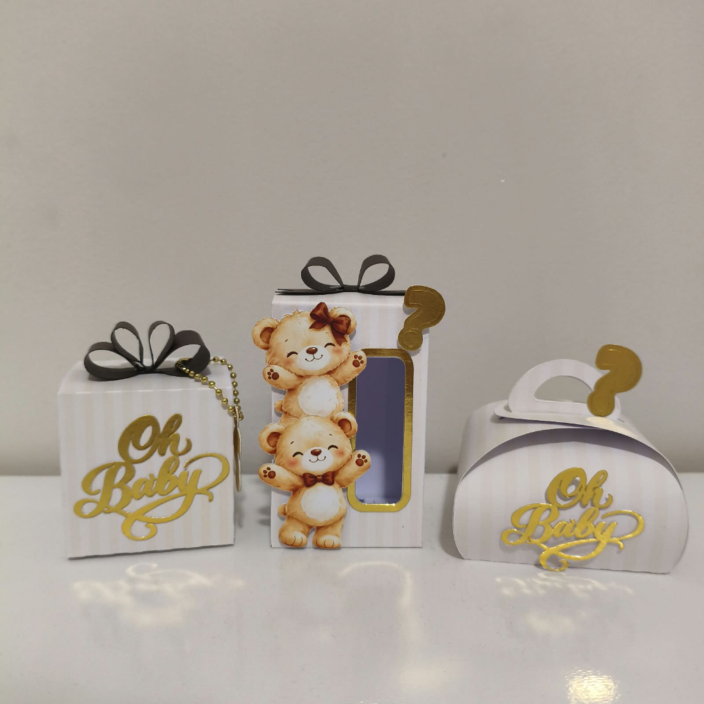 Kit Clean PRONTO Kit Clean 3D no tema Chá Revelação Ursinhos | Kit Papelaria Personalizada | Personalizados