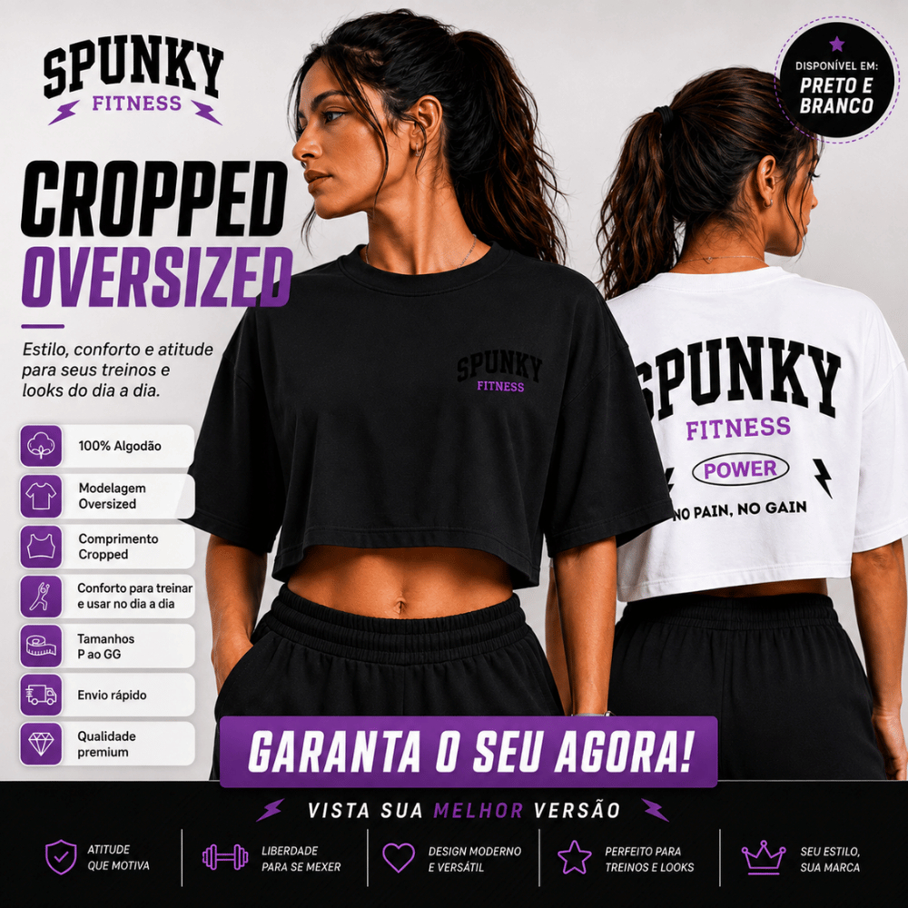 Cropped Oversized com Estampa Feminino Algodão Confortável