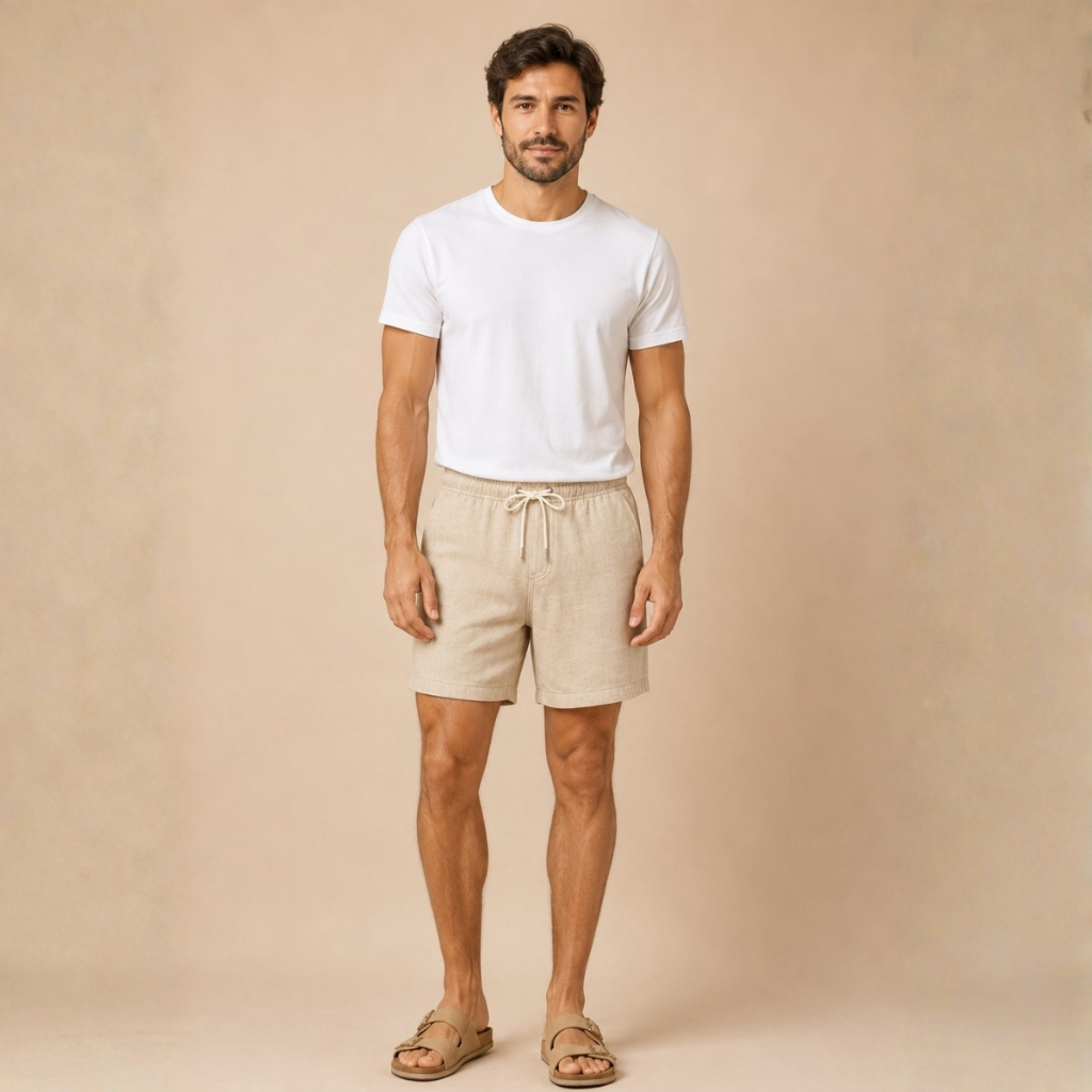 Short Mauricinho em Linho Com 2 bolsos Frontais Bermuda Casual Adulto Masculino — imagem 2 de 2