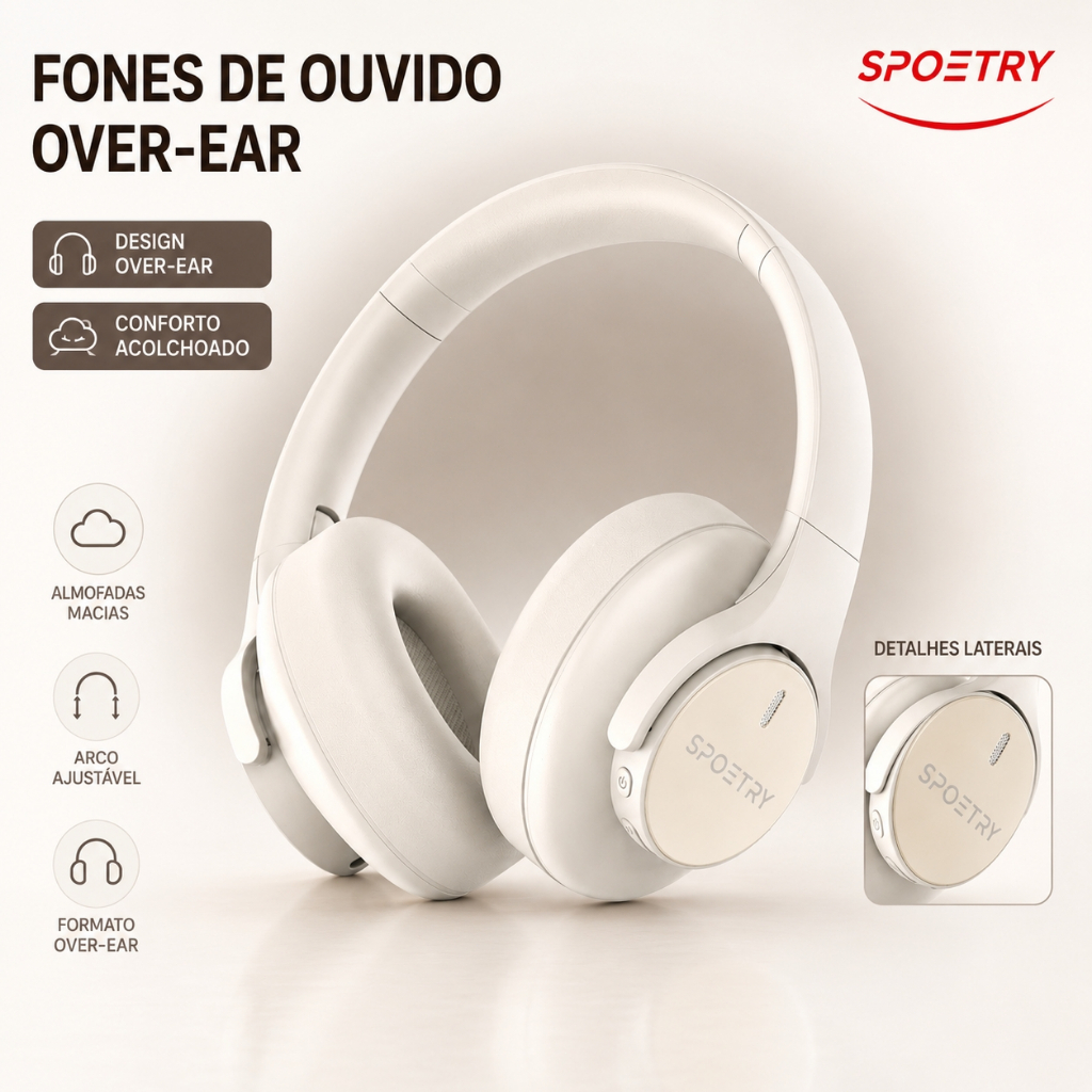 Fone de Ouvido Bluetooth 5.4 Sem Fio Headset Bateria de Longa Duração Fone Corrida Academia