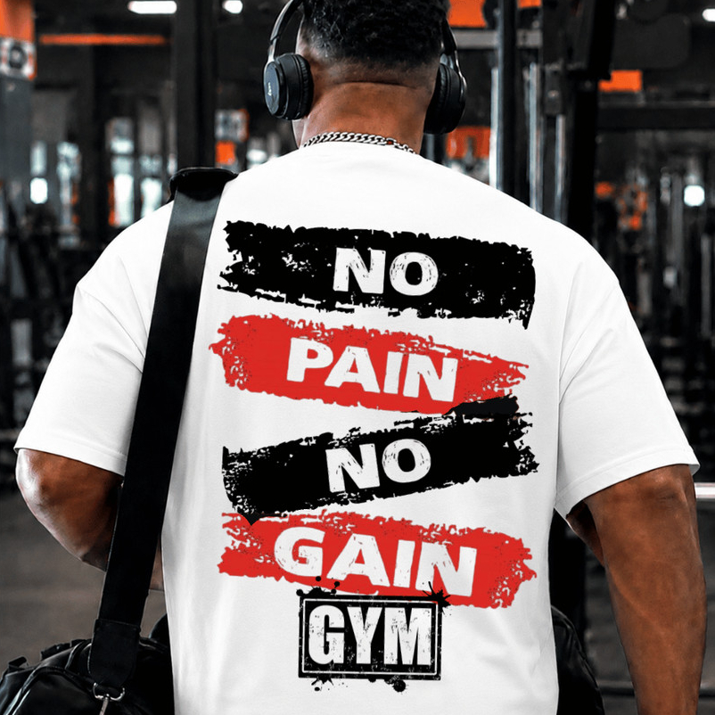 Camiseta Básica Algodão Masculina Confortável Casual Academia Treino Musculaçao Gym Pain No Gain