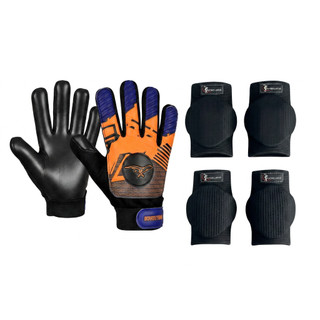 Kit Luva Goleiro Infantil South Team + Joelheira E Cotoveleira Triatleta