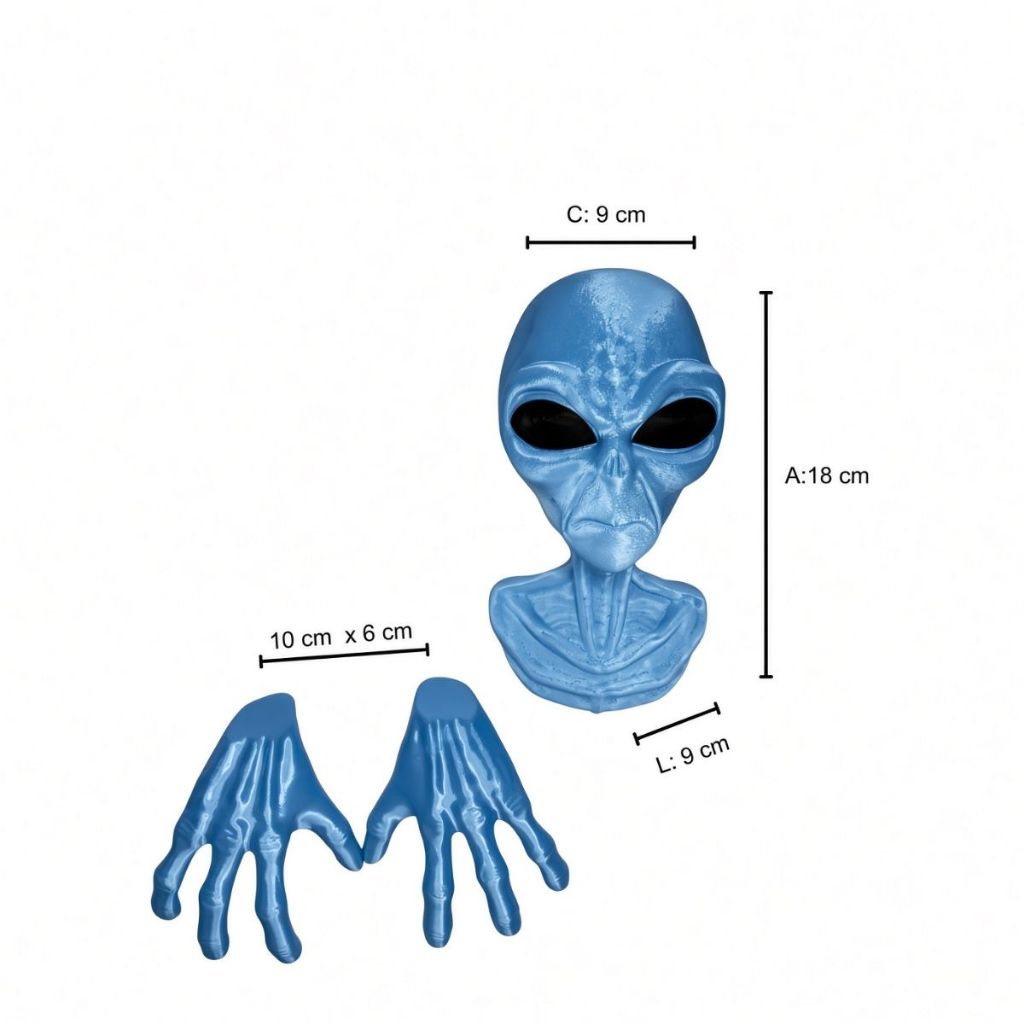 Alienígena Decorativo de Parede com Cabeça e Mãos Efeito Estilo 3D — imagem 2 de 2