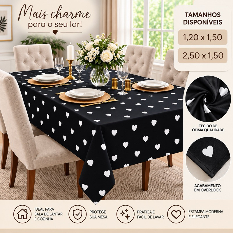 Toalha de Mesa Cozinha 2,50x1,50 Estampa Retangular