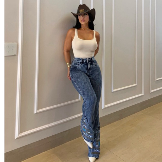 🔥 CALÇA JEANS COUNTRY FEMININA COM BORDADO| MODELADORA | LEVANTA BUMBUM