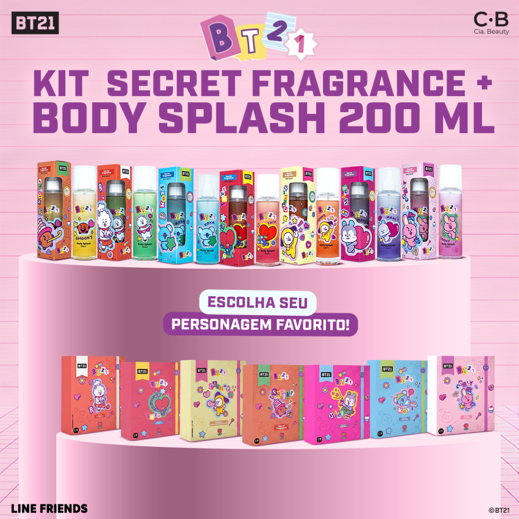 BT21 KIT SECRET FRAGRANCE + BODY SPLASH 200 ML