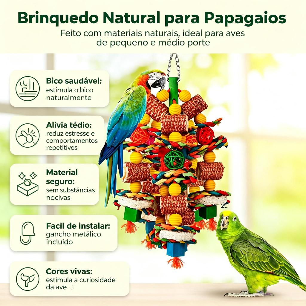 Brinquedos para pássaros, brinquedos para papagaios de grande porte, brinquedos naturais roer feitos