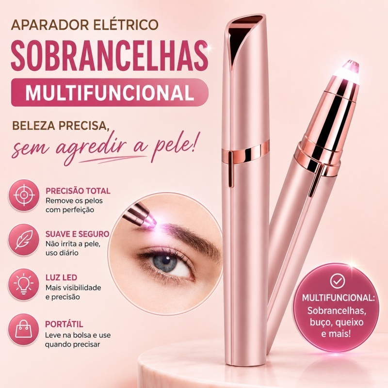 Depilador de Sombrancelha Buço Nariz Orelha Rosto Facial Elétrico Tira Pelos USB Recarregável Profissional Portátil