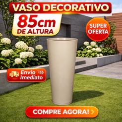 vaso para planta em polietileno decorativo coluna com prato coletor 85 cm