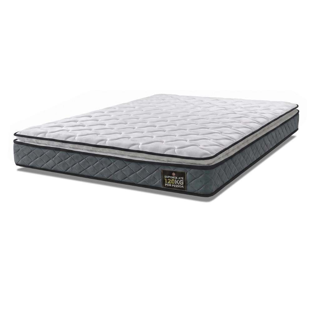 Colchão Casal Queen Espuma D33 Pillow Top Millenium 158x198x19cm Cinza/Branco Hellen