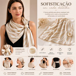 Lenço Feminino Cetim 90x90cm Estampado Animal Print Geométrico Abstrato Toque Sedoso Elegante Premium.