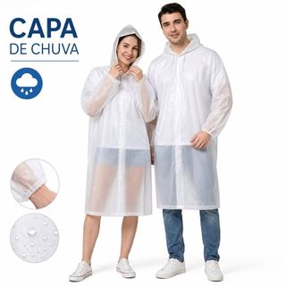 Capa de Chuva Grossa e Longa Capuz Transparente (ATACAREJO STORE)
