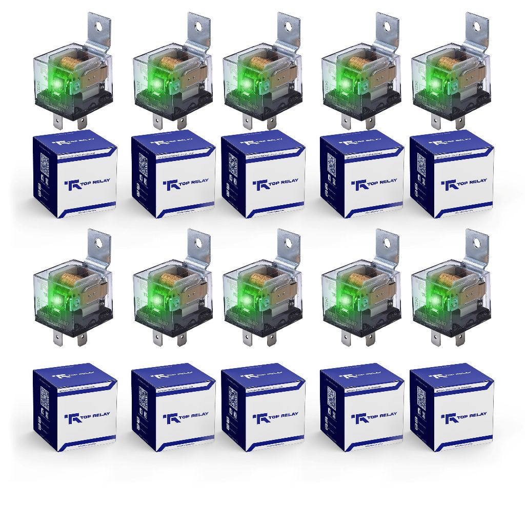 Kit 10 Relé Auxiliar 12v 40a Transparente C/ Led Tra810112