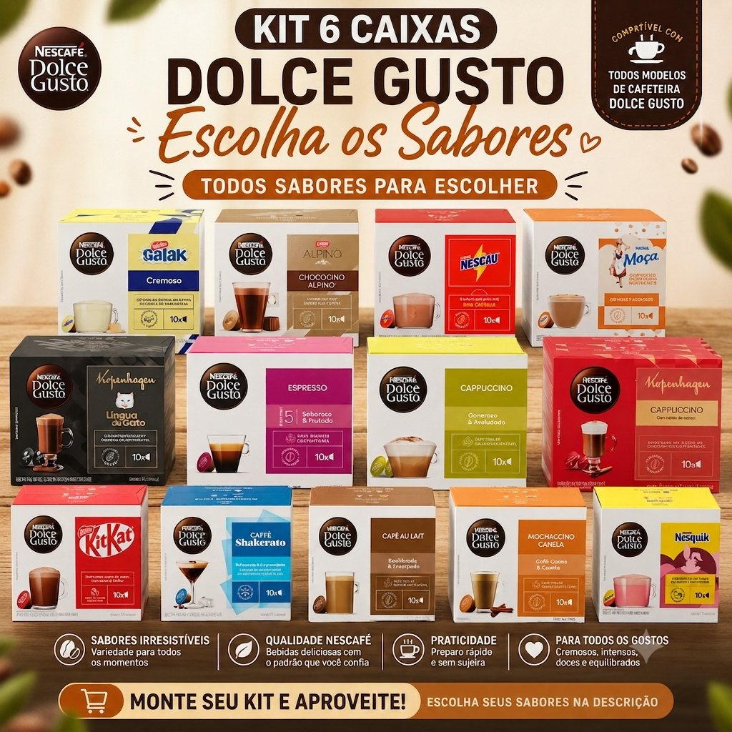 DOLCE GUSTO 6 Caixas Capsulas de Café SABORES EXCLUSIVOS e TRADICIONAIS Escolha os Sabores